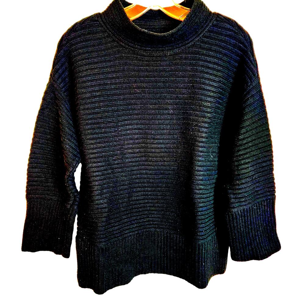 LOFT Black Knit Mock Neck Sweater, Medium